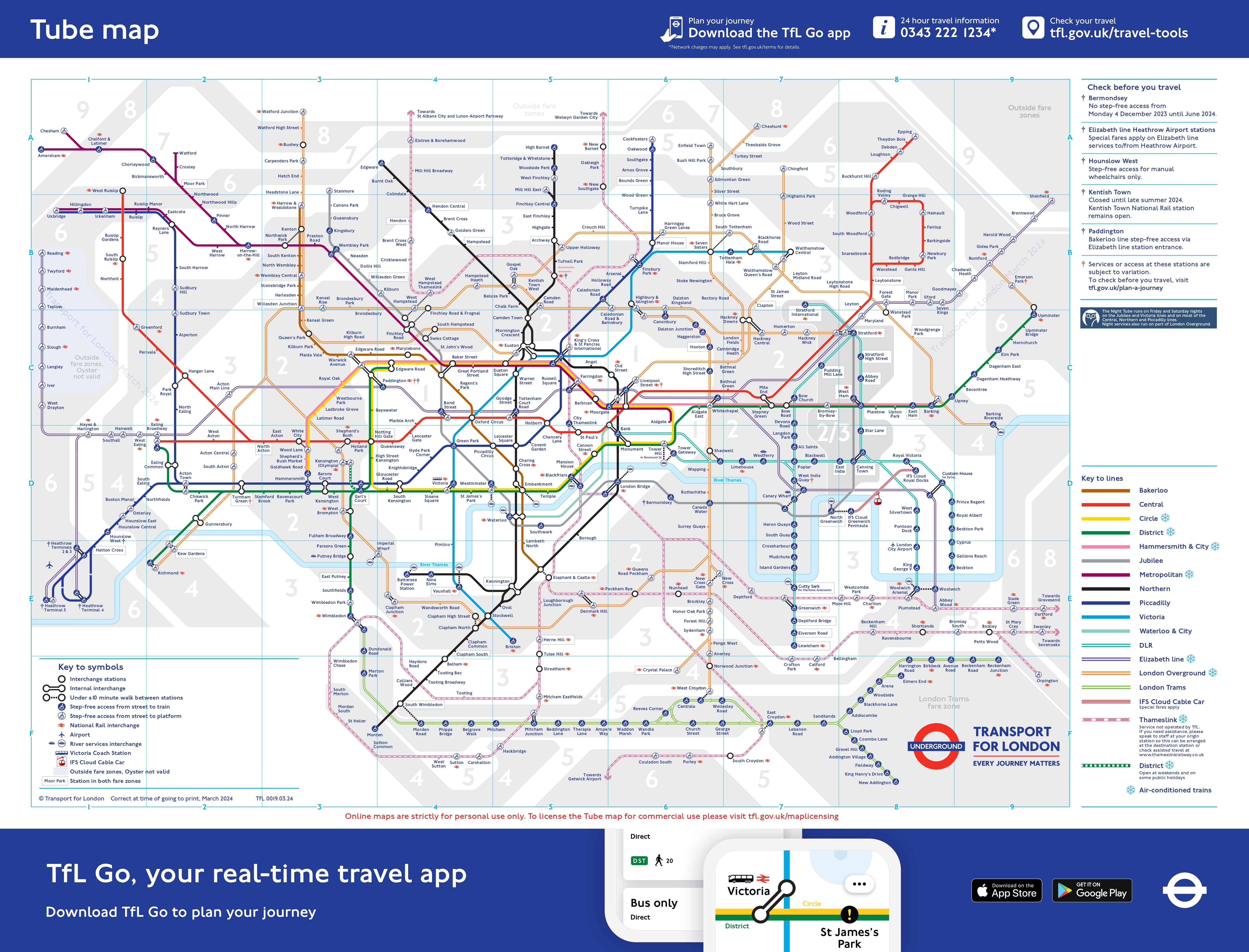Mapa detallado del metro de Londres en alta calidad